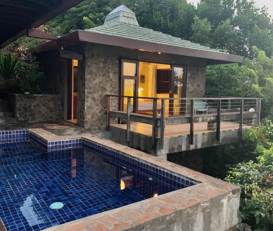 Guest wing and pool View of plunge pool and Guest wing with balcony